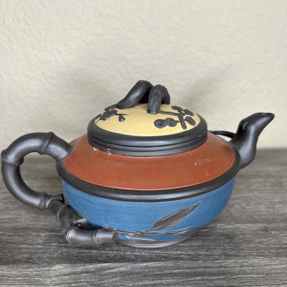 Vintage Chinese Handmade Yixing Zisha Clay Teapot And Teacups Artist Signed - Picture 5 of 12
